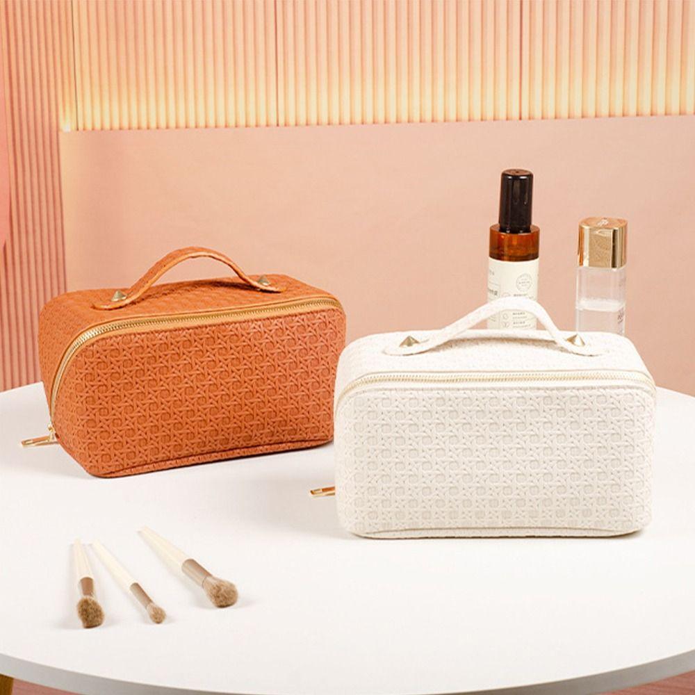 Large Capacity Cosmetic Bags Pu Leather Ladies Storage Bag Travel Makeup Case  Toiletry Bag