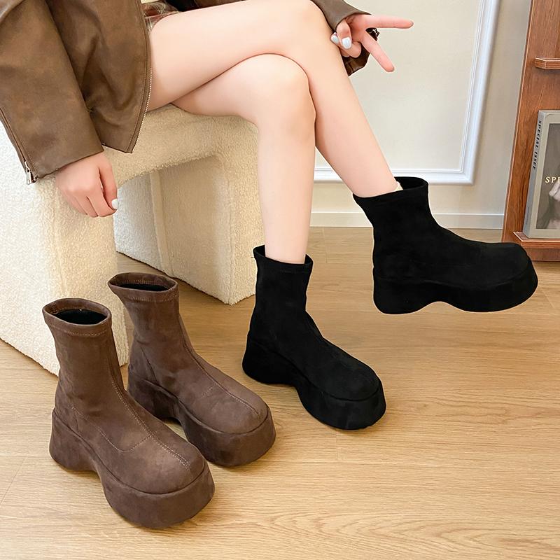 Fashion Wedges Women Ankle Boots Platform Shoes Winter Warm Non Slip Shoes Dress Elegant Retro Woman Pumps 2025 New Trend Femme