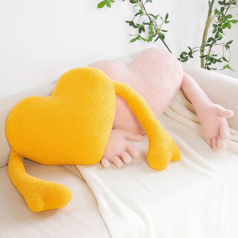 Couple Love Heart Palm Pillow Plush Toys Creative Modeling Red Cushion Blue and White Love Heart Plush Dolls