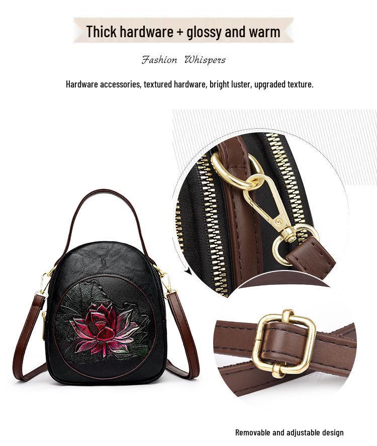 2025 Autumn-Winter Women's Lotus Handbag: Versatile Embossed Crossbody & Shoulder Bag