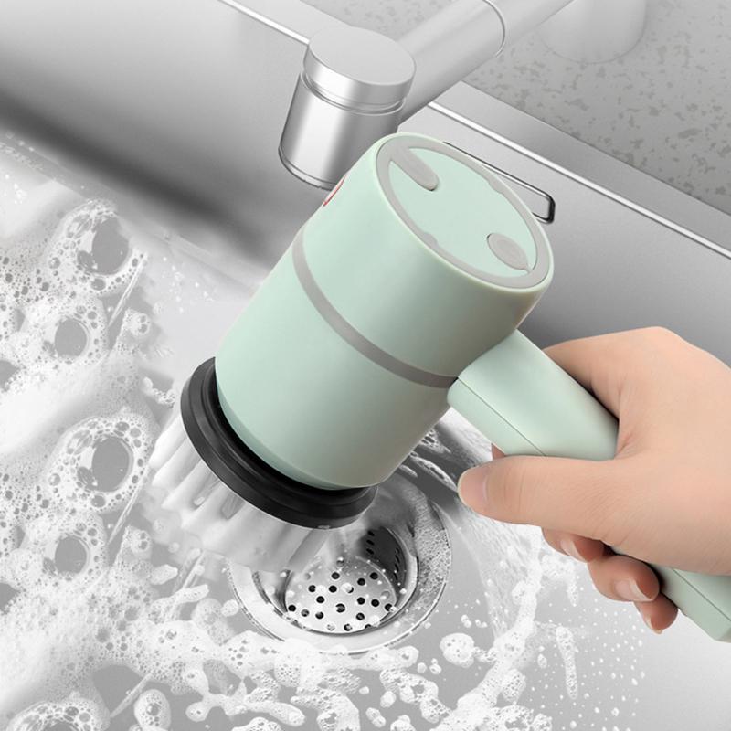 Haushalt elektrische Spin Scrubber Multifunktions-Reinigungsbürste mit 4 austauschbaren Bürstenköpfen für
