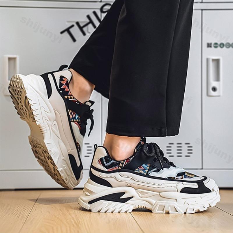 Fashion Niche Design Men's Low Top Thick Soled Casual Shoes 2025 Autumn New Fashion Trend Versatile Comfortable Non Slip Chunky sneakers