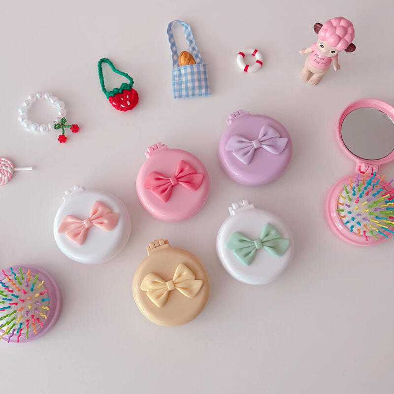 Pastel Ribbon Portable Mirror Comb (5) Mint Ribbon