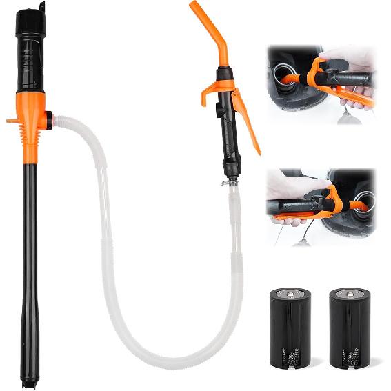 HORUSDY Electric Fuel Transfer Pump Battery Operated – 2.2 GPM Portable Siphon Pump with Flow Control, Dual Battery Option, for Gas, Diesel, Water,