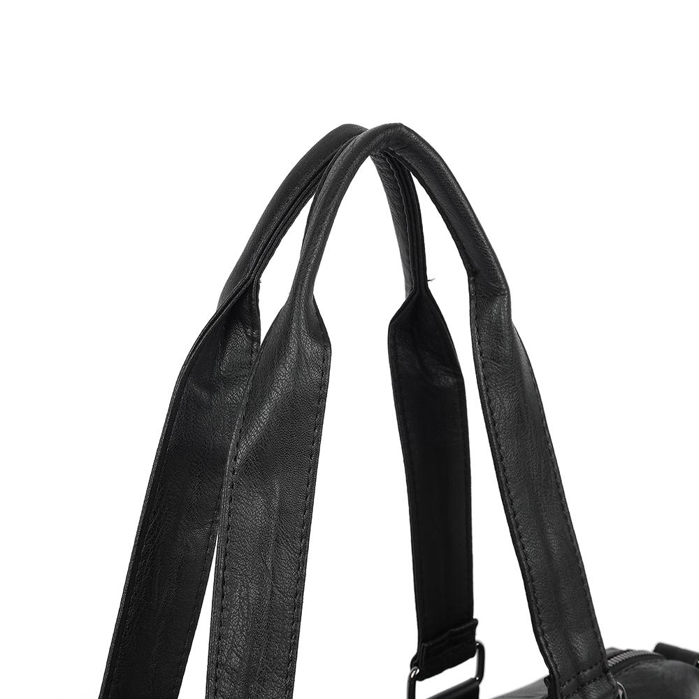 Kadınlar İçin Büyük Kapasiteli Siyah Omuz Çantaları Büyük Alışveriş Çantası Düz Renk Yumuşak Deri Çapraz Çanta Bayan Seyahat Tote Çantası