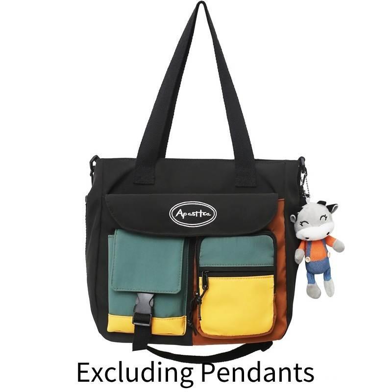 Trendy Nylon Messenger Bag With Color Block Design Large Capacity Shoulder Bag чёрный