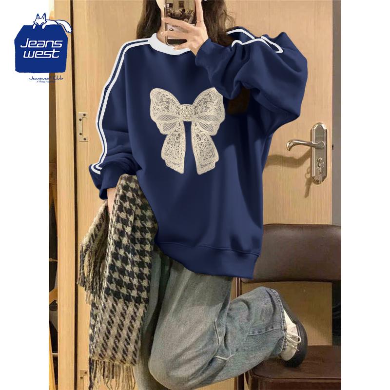 JEANSWEST CLUB Women's Lace Bow Sweatshirt
