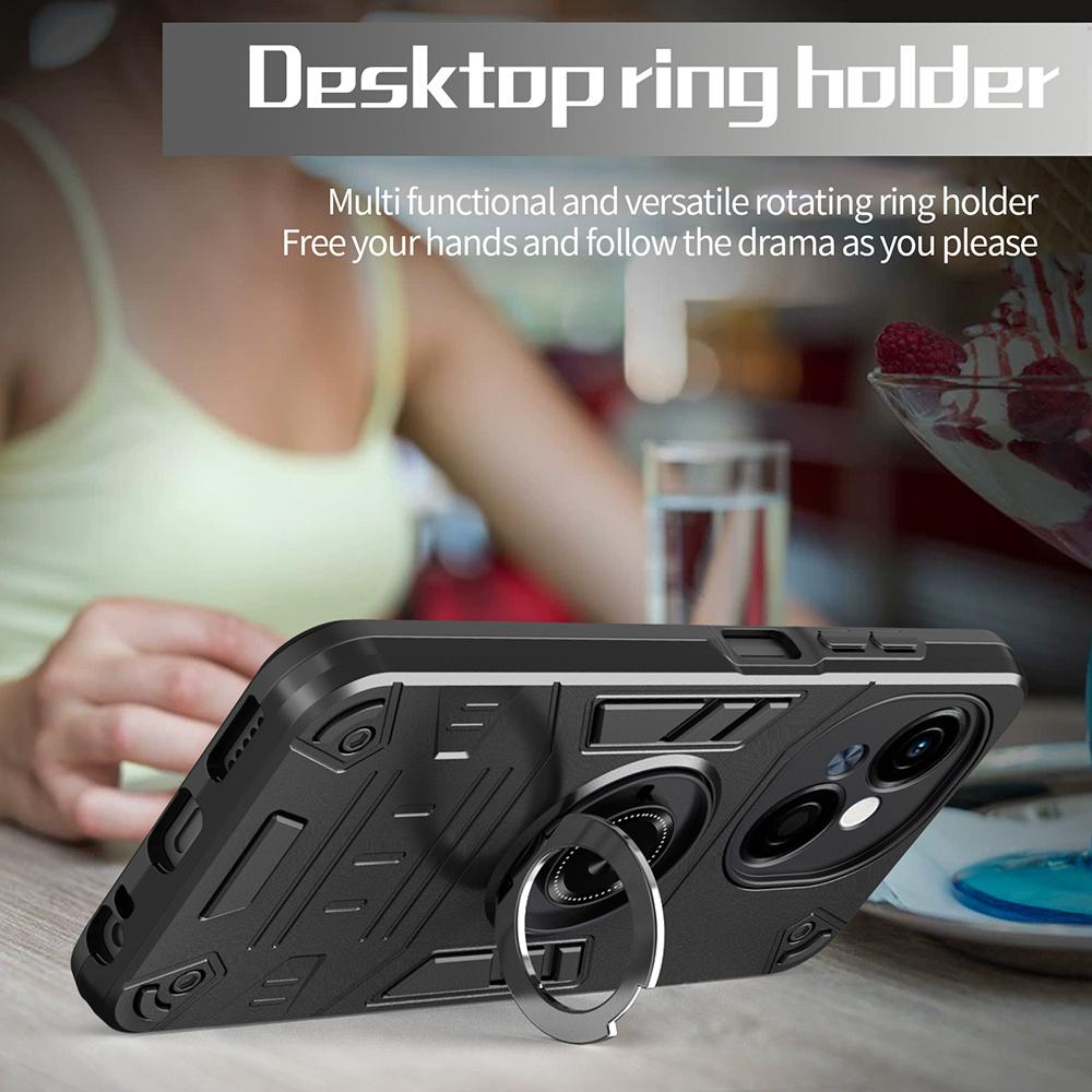 Etui Na Telefon Do TECNO Spark Go 5G/Pop 9 4G/Spark Go 1 Szt. + TPU Odporne Na Upadki Tylna Pokrywa Z Uchwytem Pierścieniowym Podstawką