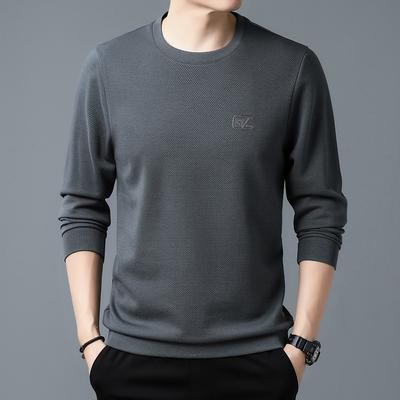 Men's Long-sleeved Fashion Casual Solid Color Round Neck Sweatshirt Youth T-shirt