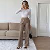 YYFS Women's Fashion Casual Plaid Print High Waist Trousers Pants & Capris