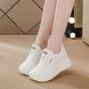 Chaussures Plateformes Printemps Été Femmes Cuir Véritable Chaussures Blanches Pour Dames Augmentant la Hauteur 8cm Baskets Décontractées