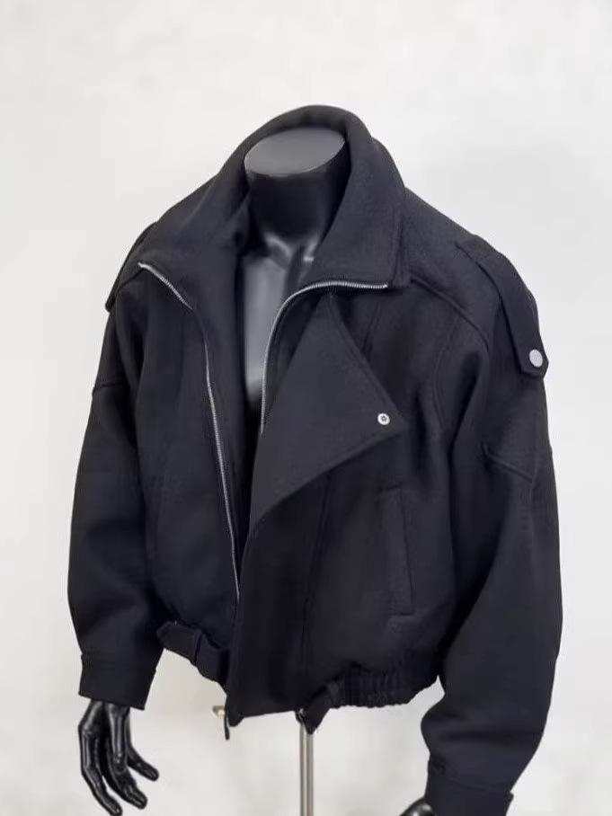 Men's Oversized Wool-Blend Padded Baseball Jacket - Autumn/Winter Hipster Style Coat