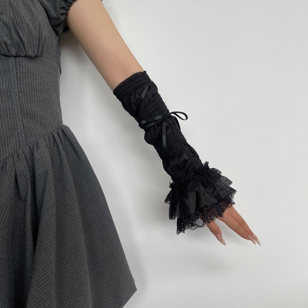 Thin Fabric Bowknot Arm Cuffs Bow Decorated Girls Arm Sleeves Cute Ballet Sleeve Covers Cosplay