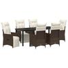 Garden Dining Set with Cushions 7 Pcs Brown Poly Rattan