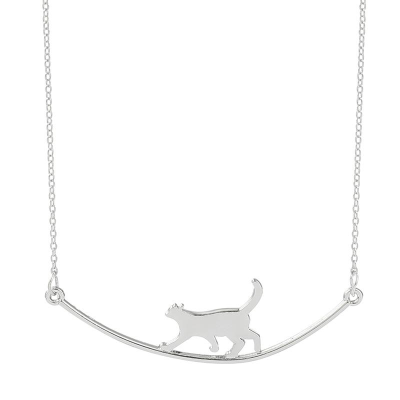 1-piece women's silver cute cat necklace - a minimalist clavicle chain with a sweet design, perfect for everyday wear, parties,