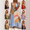 2026 Summer Fashion and Leisure European and American Cross-border New Suspender Printed Leaf Pocket Dress Women's Clothing