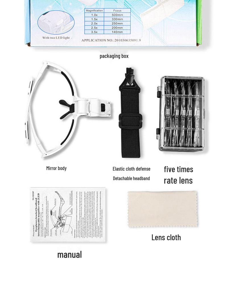 Head-mounted Eyelash Magnifier & Light for Acne and Tattoo Work