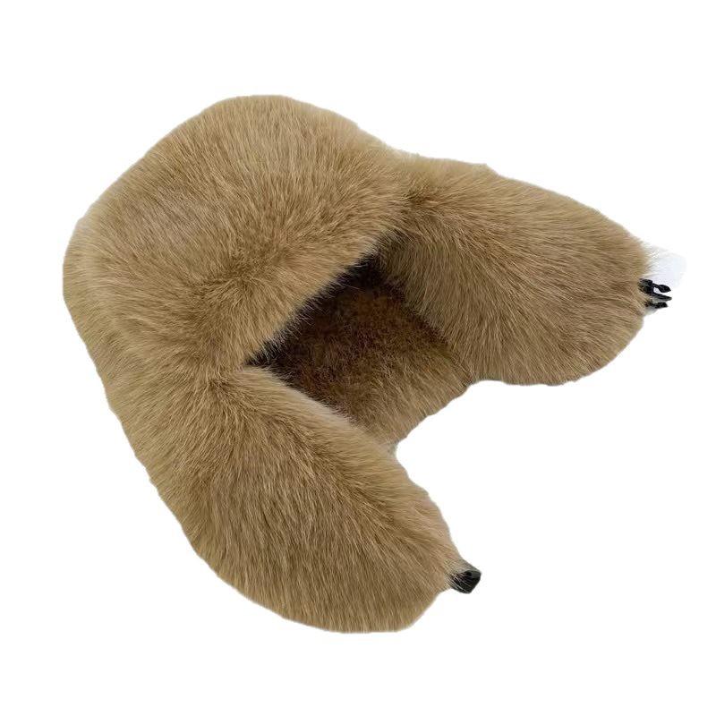 Women's Winter 2024 Plush Hat - Solid Color, Ear Protection, Windproof, Faux Fur Lei Feng Style