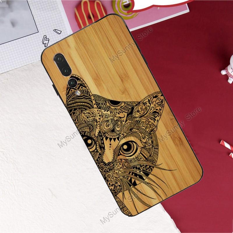 Natural Bamboo Wood Animal Print Soft Case For Huawei P30 P20 P40 Lite PSmart 2019 2021 Nova 5T Cover For Honor 50 Pro X7 X8 X9 Huawei P20 Pro