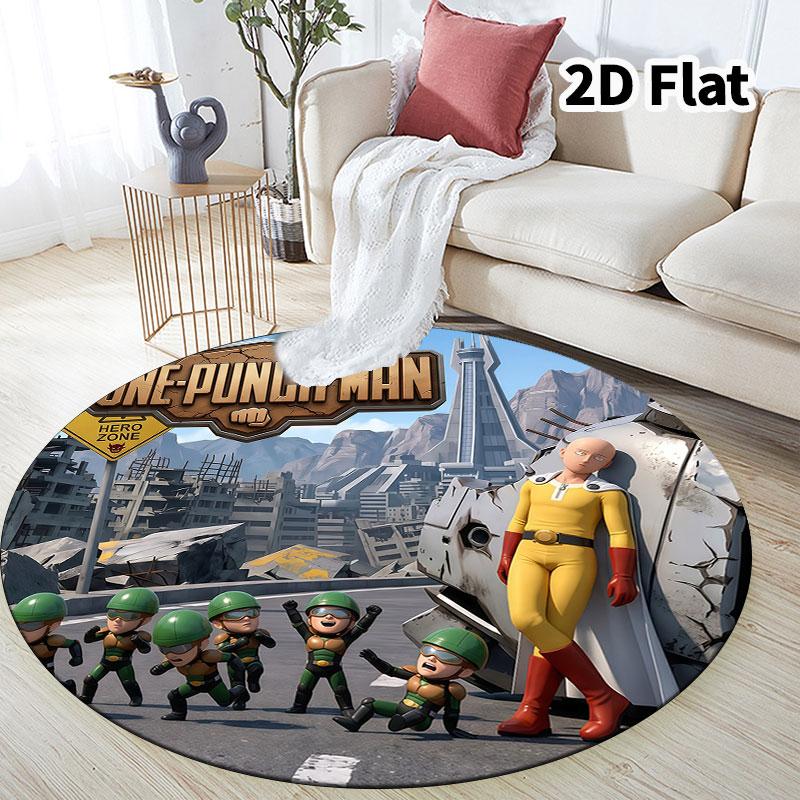 Onepunch Man Round Area Rug Carpet Rug For Living Room Bedroom Sofa Playroom Decor Nonslip Floor Mat