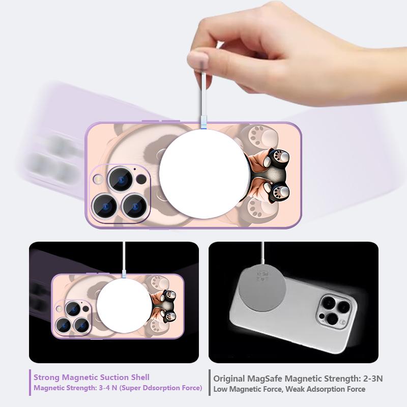 Orange Coat Panda Pattern Case For iPhone 17 Pro Max Magnetic For Magsafe Silicone Cover For iPhone 16 Pro Max Funda iPhone 15 14 13 12 11 16E Air