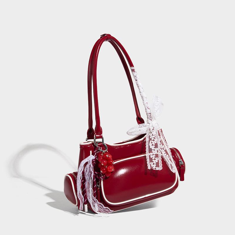 Вместительная сумка кроссбоди, одноплечевая сумка-боулинг, модная и стильная сумочка красный