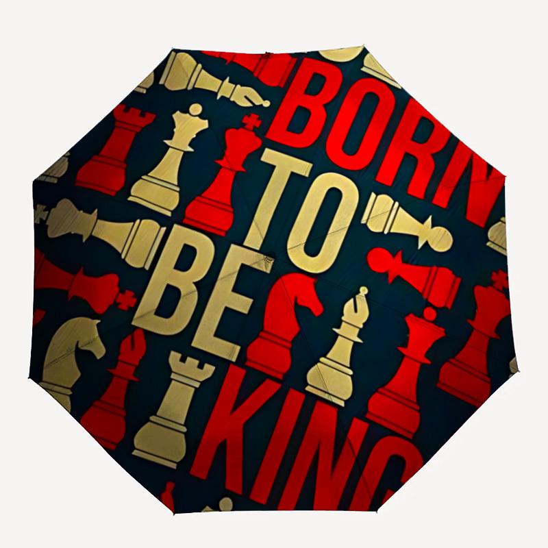 1pc Chess King Automatic Open/Close Umbrella Compact Folding Umbrella, All-Season Portable Umbrella for Women/Men F1124186