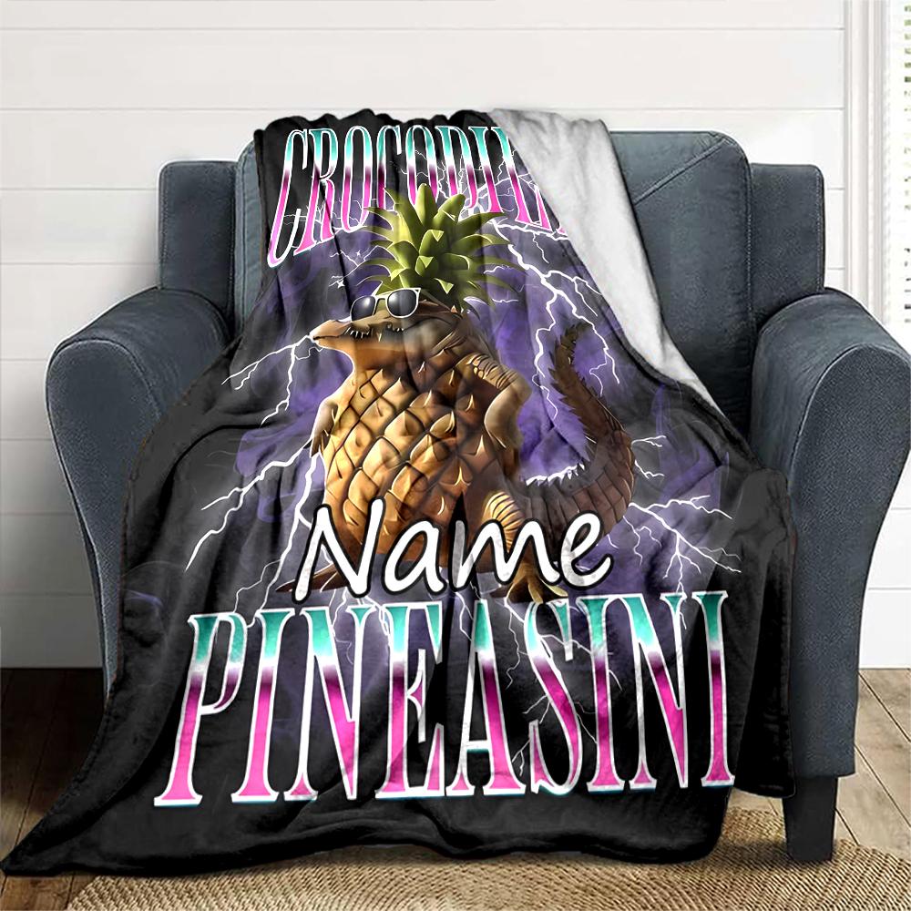 Customiz Name Personality Italian Brainrot Animal  Blanket Soft &Warm Sofa Office Bed Travel Lunch Break Blanket, Gift Suitable All Seasons