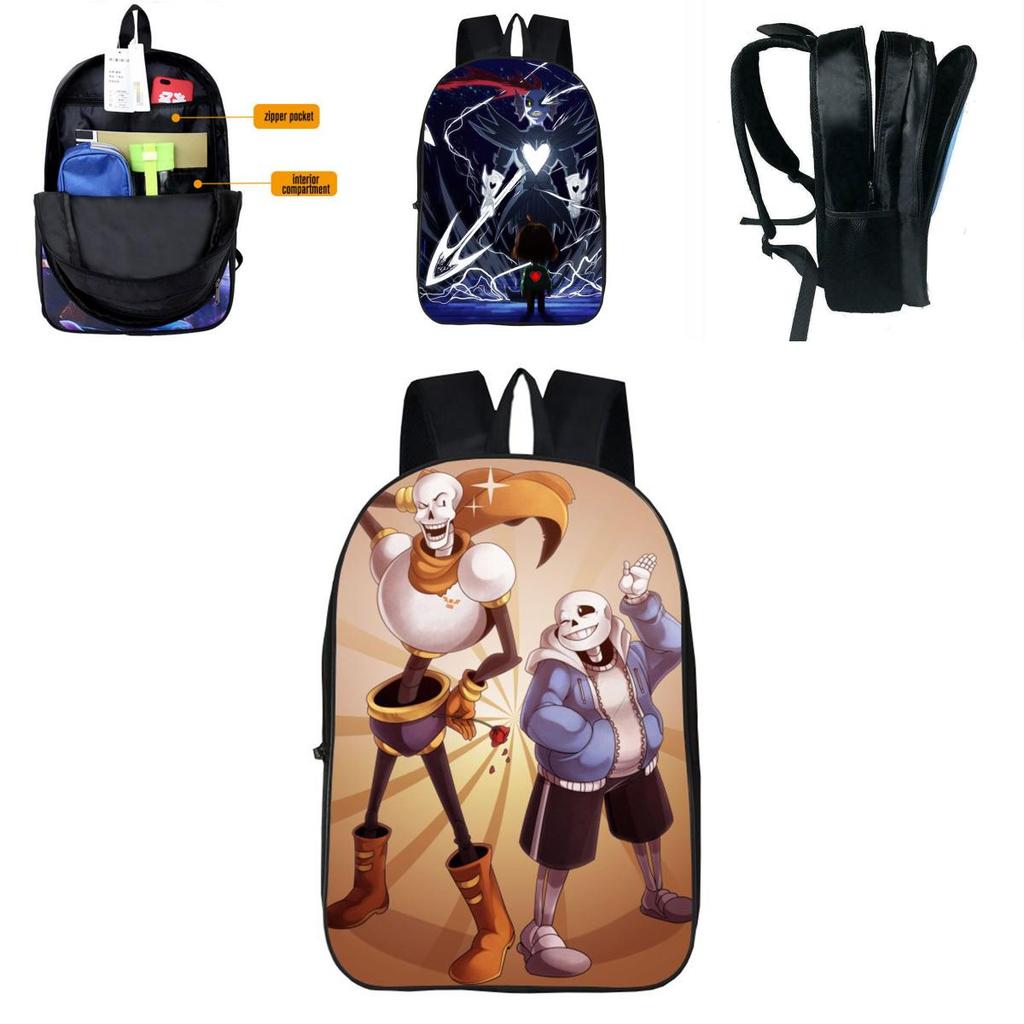Durable 17-inch Undertale Sans Backpack For Kids With Adjustable Straps And Stylish Design