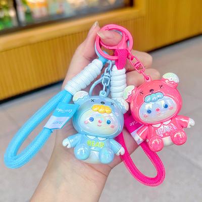 Porte-clés Ours Crème Mignon pour Fille Pendentif Délicat pour Clé de Voiture Poupée Cartoon Pendentif Sac Poupée