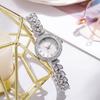 Ladies Rhinestone Bracelet Watch Luxury Quartz Watch Round Dial Elegant Wristwatch for Work Party Date