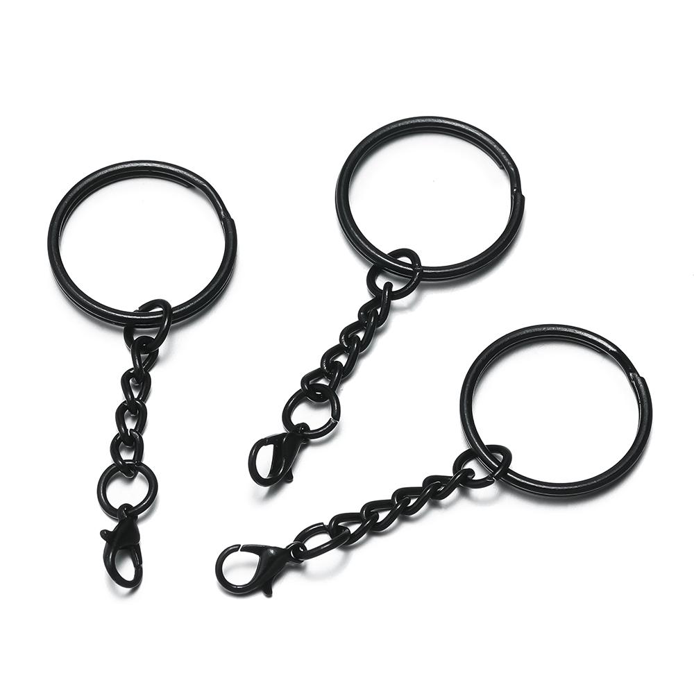 

10pcs 25mm Colored Keyrings With Chains Lobster Clasps For DIY Jewelry Making Key Ring Connector Hooks Bags Buckle Accessories 10pcs чёрный