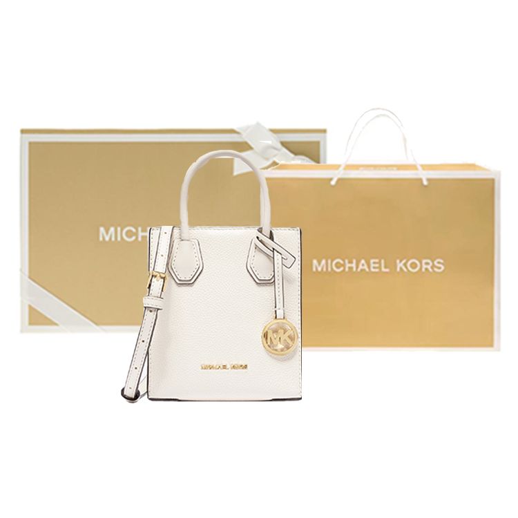 Michael Kors Mercer Solid Color Faux Leather Handbag Accordion Crossbody Shoulder Bag Mini Women Handbags Cream-White 35S1GM9T0L-289