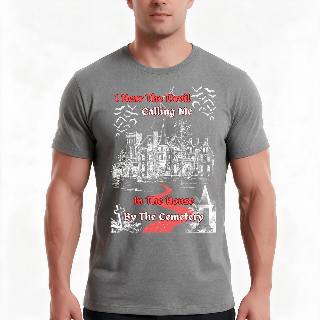By The Cemetery Tshirt Summer Casual Cotton Tee Oversized Streetwear Tops Vintage Graphic Print Loose Fit Short Sleeve