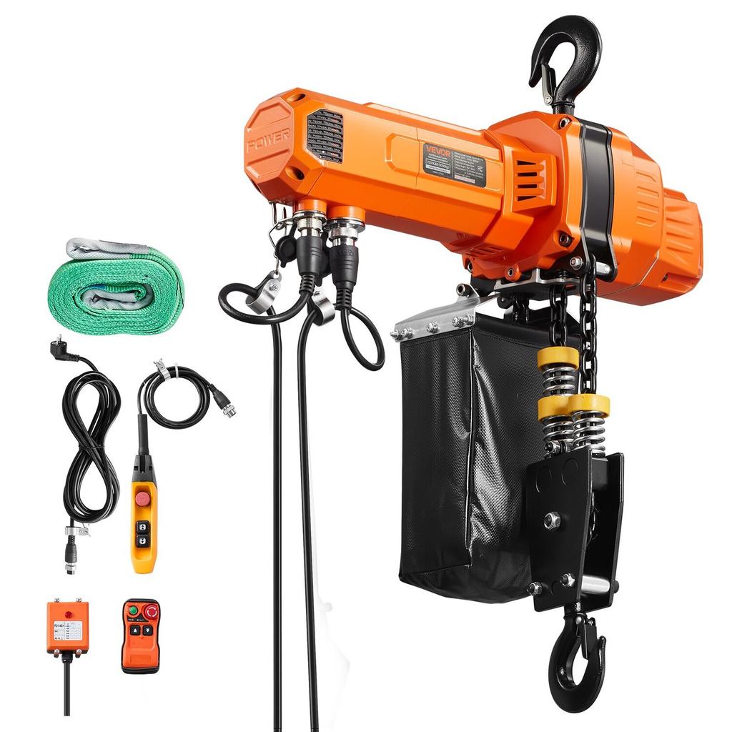1000 kg Electric Chain Hoist, 3 m Lifting Height, 230V Single Phase Overhead Crane with 100 m Wireless & 2.4 m Wired Remote Control, Power Electric
