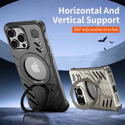 Luksusowy bezramkowy magnetyczny pokrowiec aromaterapeutyczny Magsafe do iPhone'a 16 15 Pro Max z metalowym zderzakiem i obrotowym uchwytem 360°