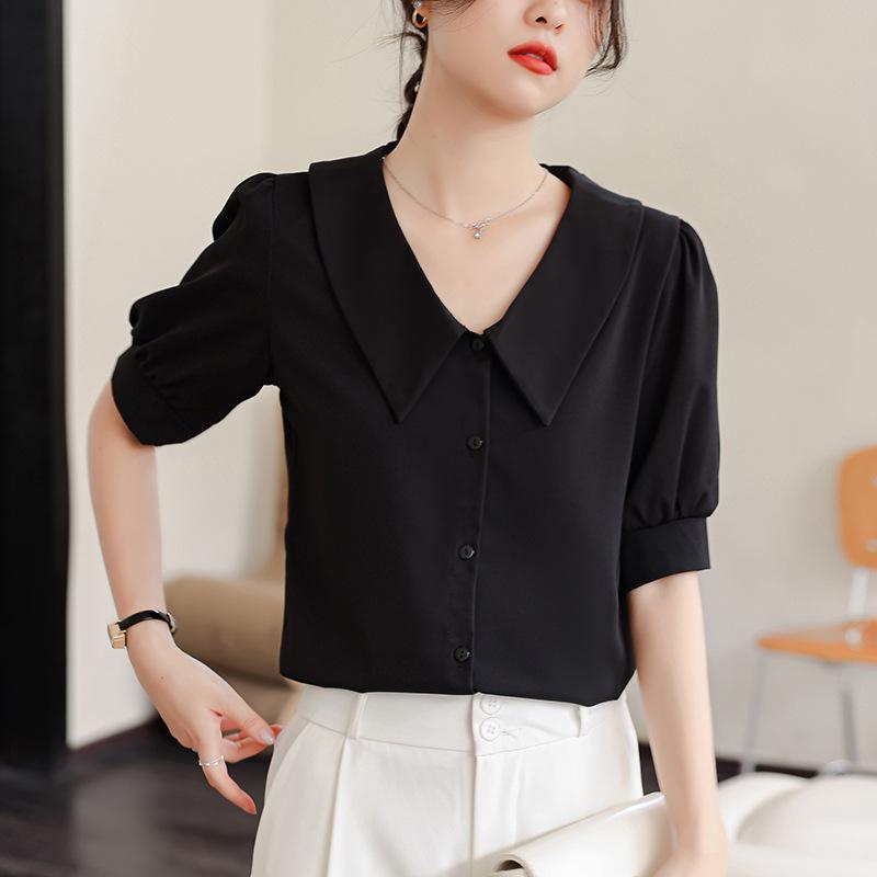 GMXIA Women's Summer White Shirt Temperament Commuter Tops Chic Long Sleeve Blouse