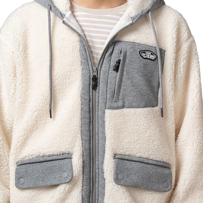 Vans Patchwork Retro Zip Hoodie Jacket Men Tops Off-White VN000FBX3KS