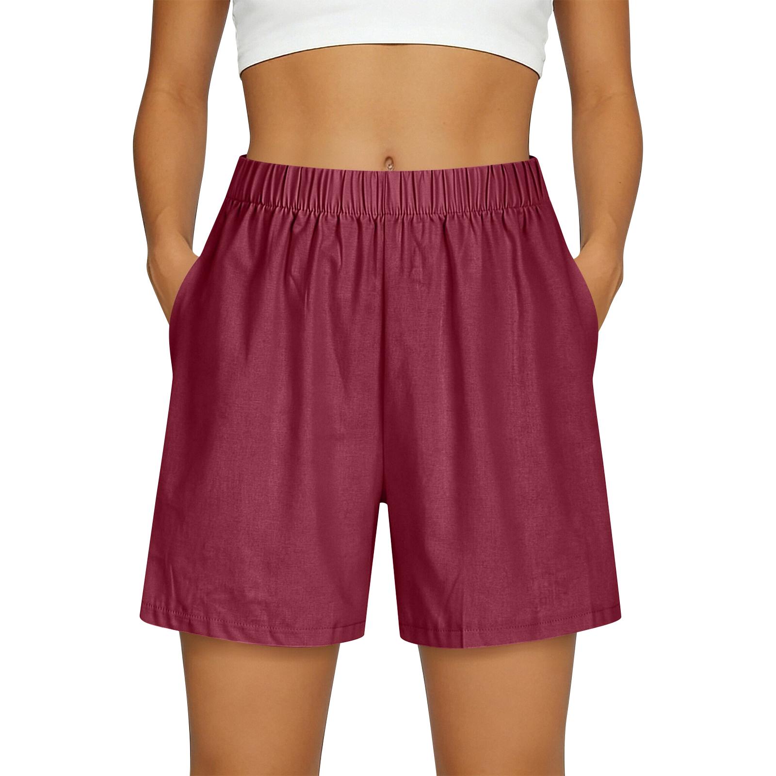 

Women s Shorts With Pockets, Casual Shorts L красный
