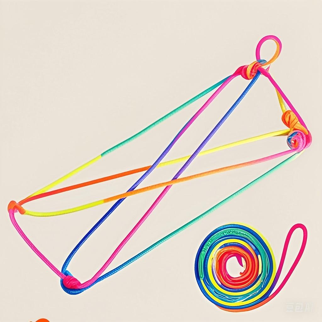 Rainbow Rope That Can Be Creatively Flipped with Fingers, a Finger Rope Woven with Flowers, Rainbow Colored Flower Rope