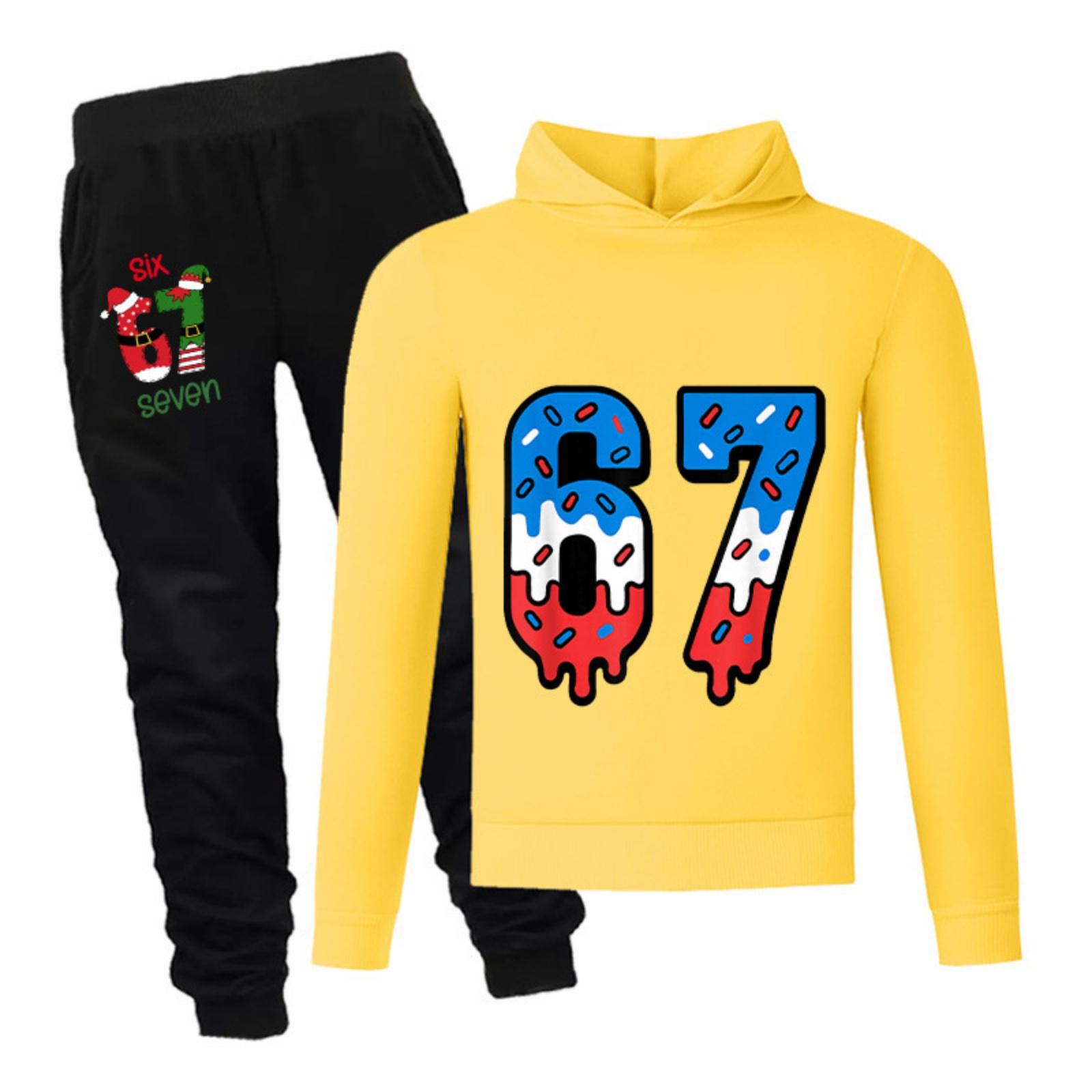 

Children s Long-sleeved Loose Hooded Pullovers Printed Set 170 жовтий