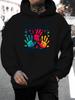 2026 Music Festival Summer New Arrival Unisex Casual Versatile Style Fashion Hoodie with Colorful Palm Print "BEST DAD HANDS!" Slogan Letter Design P
