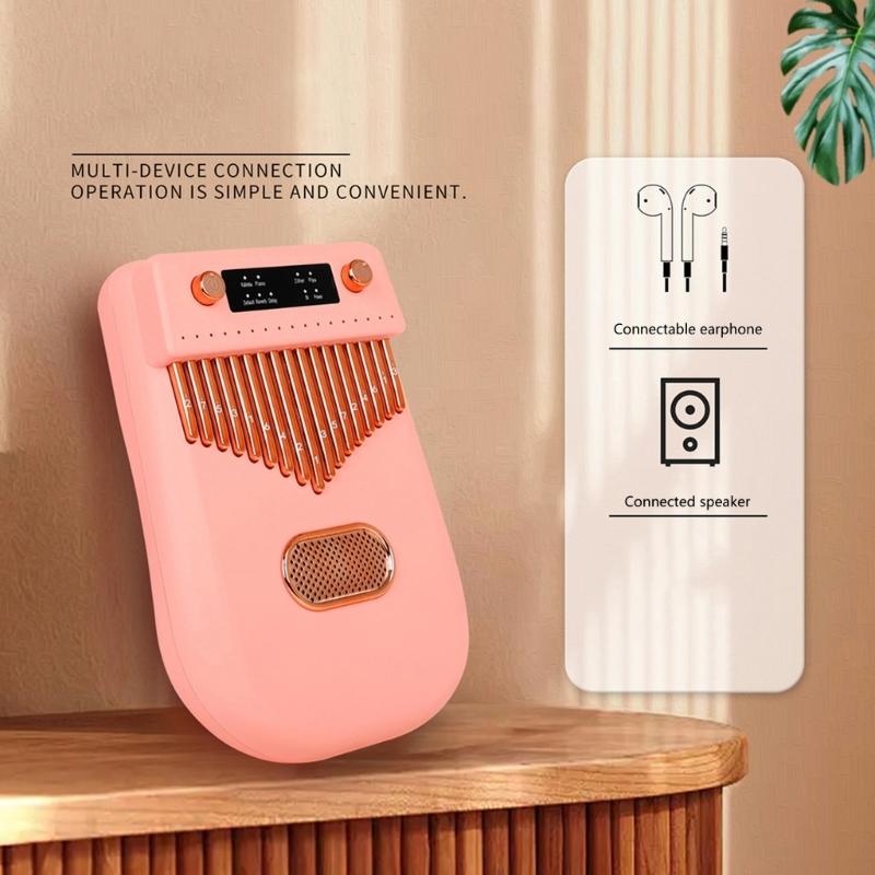 17-tone Smart Kalimba Thumb Piano Bluetooth-compatible Speaker Finger Piano Portable Musical Instrument Gold/Pink