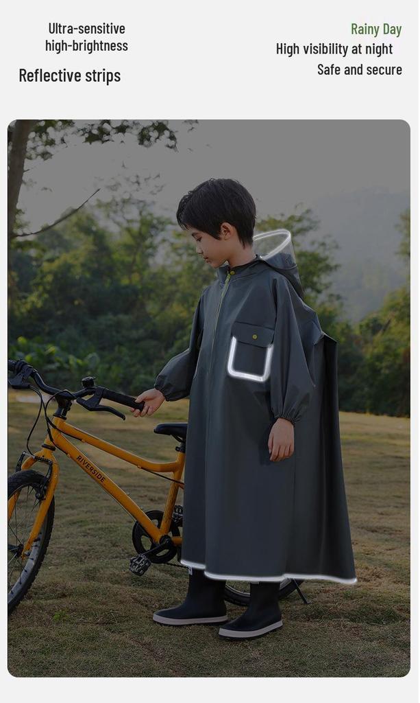 Children's Stormproof Long Rain Cape with Backpack Compartment - Medium & Large Sizes for School