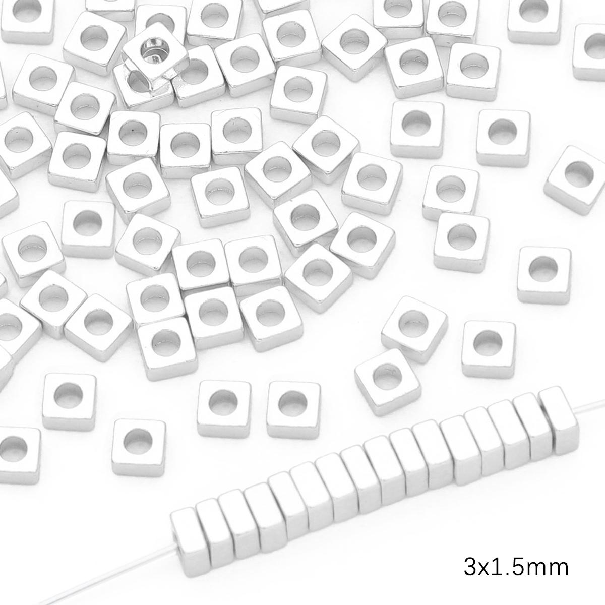 

10 шт. медные бусины-разделители, подвески для изготовления ожерелья, браслета, ювелирных изделий своими руками 3x1.5mm серебряный