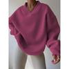Autumn Casual Women's Solid Color Long Sleeved Round Neck Sweatshirt Loose Plus Size Sweatshirt