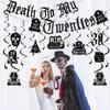 Death To My 20s Decorations - 14pcs Black 30th Birthday Party Decorations Banner Hanging Swirls Rip To My 20s Birthday Decor Party Ceiling Supplies