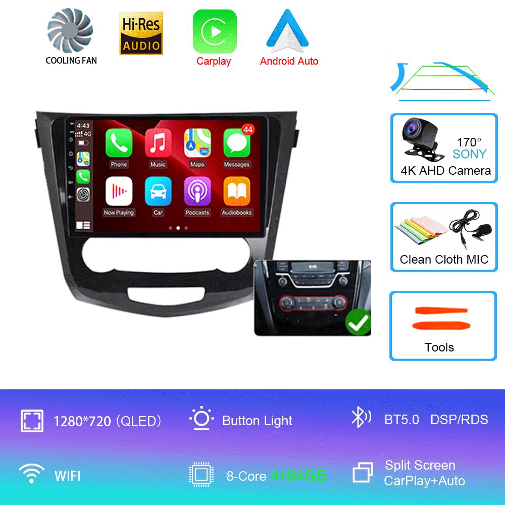 Android14 For Nissan Qashqai J11 Nissan X Trail T32 2014 - 2017 2Din Stereo Autoradio Carplay Car Radio Multimedia Video Player