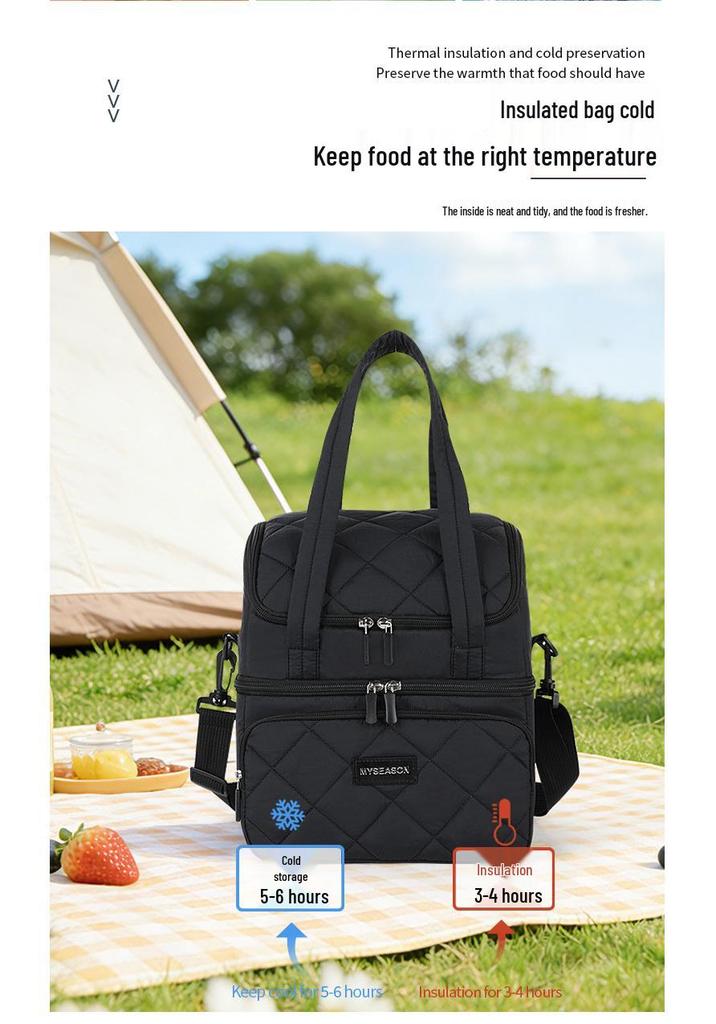 Large Capacity Double-Layer Insulated Picnic Bag with Thickened Aluminum Foil