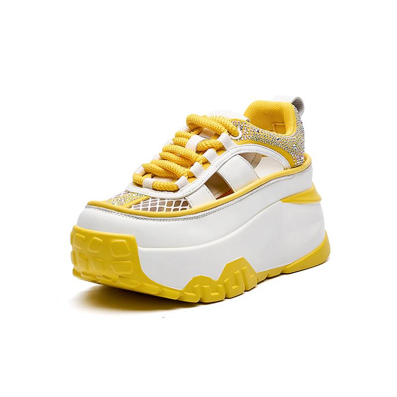 

Кожаные сандалии женские летние 2025 новые женские повседневные модные пляжные сандалии женские сандалии на платформе ретро для девочек 40 жёлтый